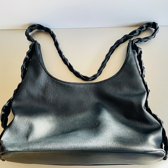 Urban Expressions Black Hobo Bag - Braided Shoulder Strap - Vegan Leather - Picture 4 of 10